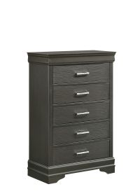 Modern Brooklyn 5 Drawers Chest made with Wood in Gray