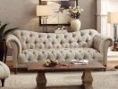 Traditional Style Button-Tufted 1pc Sofa Rolled Arms Brown Tone Fabric Upholstered Classic Look Furniture