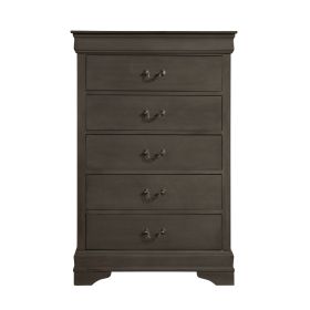 Classic Louis Philippe Style Stained Gray Finish 1pc Chest of 5x Drawers Traditional Design Bedroom Furniture