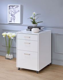 ACME Coleen File Cabinet in White High Gloss & Chrome 92454