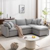 U_STYLE Down Filled Upholstery Convertible Sectional Sofa, L Shaped Couch with Reversible Chaise