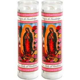 Prayer Candles - Lady of Guadalupe Candle (2 Pc) Great for Sanctuary Vigils and Prayers - Unscented Glass Candle Set - Jar Candles - Devotional Spirit