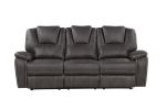 Katrine - PU Manual Sofa- - Charcoal