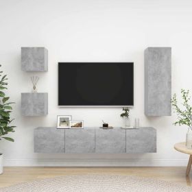 5 Piece TV Cabinet Set Concrete Gray Engineered Wood