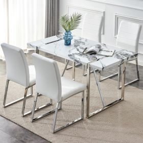 5-piece Dining Table Chairs Set, Rectangular Dining Room Table Set for 4