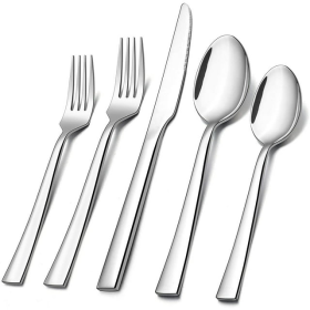 40-Piece Silverware Set, Vesteel Stainless Steel Flatware Set Service for 8, Modern Tableware Cutlery Set for Home and Restaurant