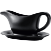 Bruntmor Ceramic Gravy Boat & Tray For Salad Dressings, Milk, Broth 11 Oz Black