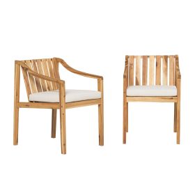 Modern 2-Piece Solid Acacia Wood Dining Chairs â€“ Natural