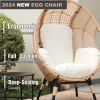 Patio PE Wicker Egg Chair Model 4 with Natural Color Rattan Beige Cushion