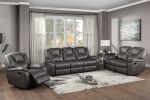 Katrine - PU Manual Sofa- - Charcoal