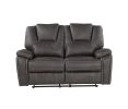 Katrine - Charcoal PU Manual Loveseat - Black