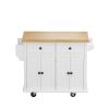 Kitchen Island Cart with Two Storage Cabinets and Two Locking Wheels,43.31 Inch Width,4 Door Cabinet and Two Drawers,Spice Rack, Towel Rack(White)