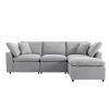 U_STYLE Down Filled Upholstery Convertible Sectional Sofa, L Shaped Couch with Reversible Chaise