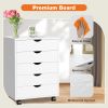 Sweetcrispy 5 Drawer Chest - Storage Cabinets Dressers Wood Dresser Cabinet with Wheels Mobile Organizer Drawers for Office