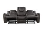 Katrine - PU Manual Sofa- - Charcoal