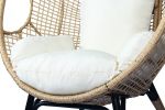 Patio PE Wicker Egg Chair Model 4 with Natural Color Rattan Beige Cushion