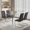 Glass dining table, dining chair set, 4 grey dining chairs, and 1 dining table. Table size 51 "W x 31.5" D x 30 "H