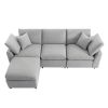 U_STYLE Down Filled Upholstery Convertible Sectional Sofa, L Shaped Couch with Reversible Chaise