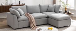 U_STYLE Down Filled Upholstery Convertible Sectional Sofa, L Shaped Couch with Reversible Chaise